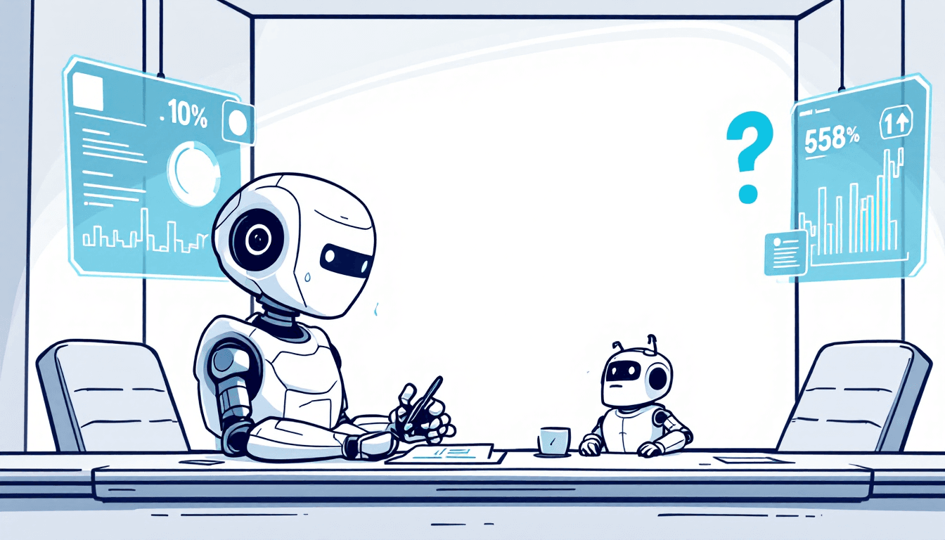 AI robot taking notes in futuristic conference room with holographic meeting analytics