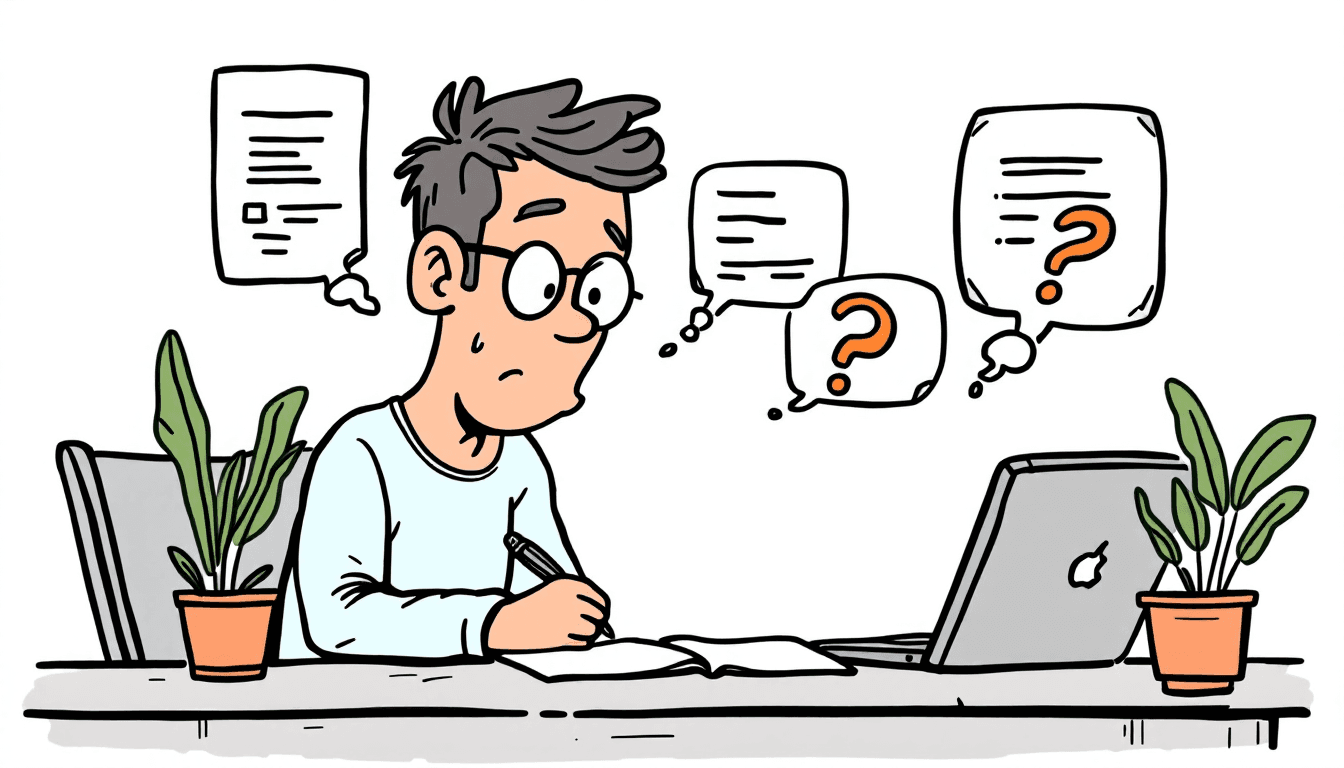 Person writing objective summary notes from documents in clean workspace
