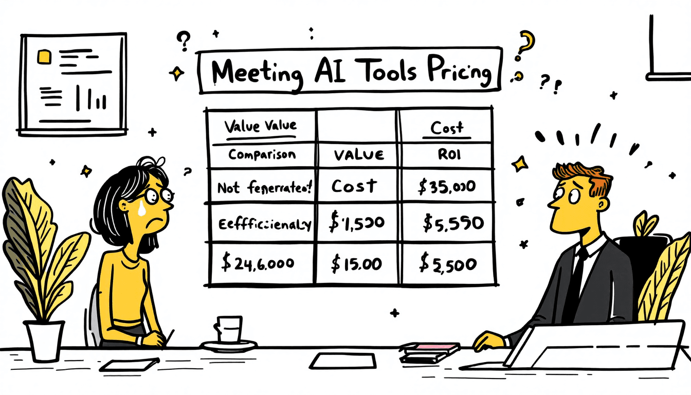Meeting AI tools pricing comparison chart showing value analysis and ROI calculations