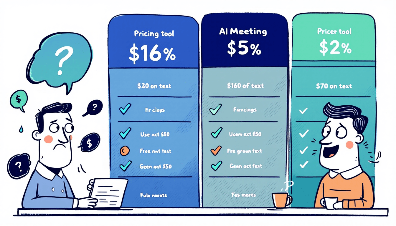 AI meeting tool pricing comparison chart showing cost analysis and value breakdown for business teams