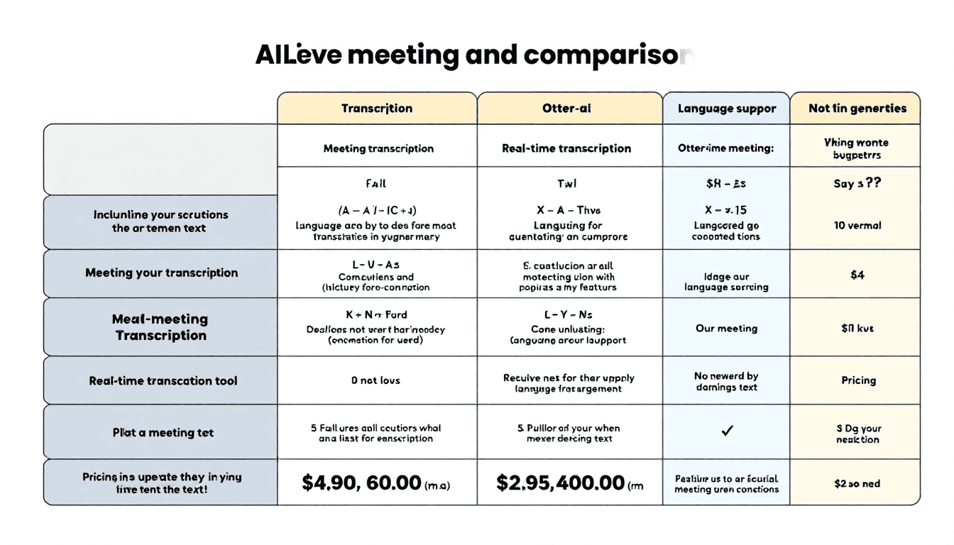 Comparison of AI meeting transcription tools and Otter.ai alternatives