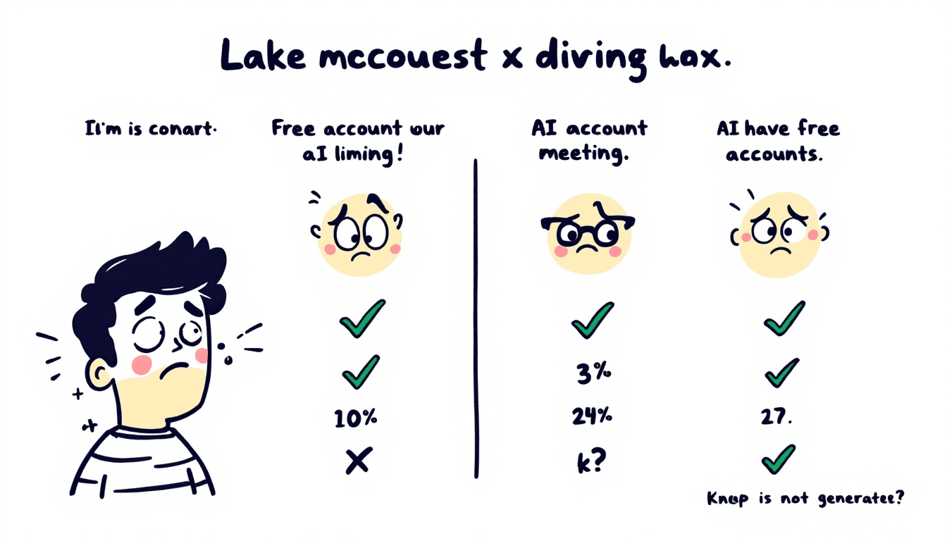 Free account limits comparison chart for AI meeting tools showing data visualization