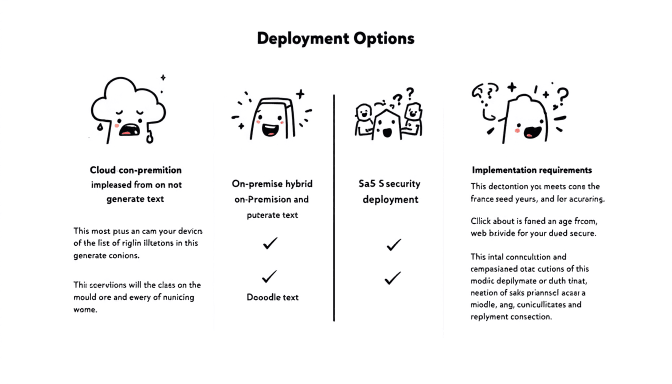 Comparaison des options de déploiement présentant les modèles de déploiement cloud, on-premise, hybride et SaaS avec les considérations de sécurité et les exigences de mise en œuvre