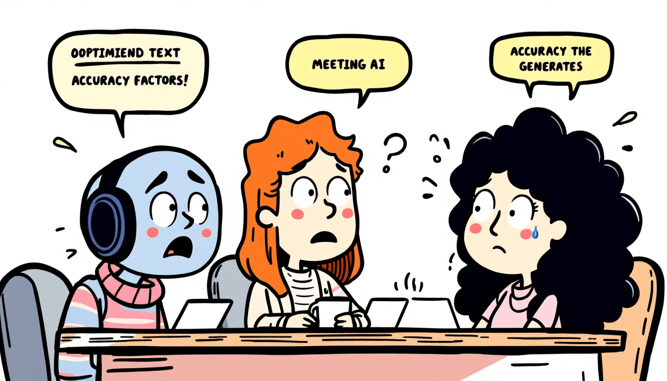 Meeting-AI-Genauigkeitsfaktoren-Oberfläche, die zeigt, wie sich Audioqualität auf Sprecherbedingungen und Optimierungstechniken auswirkt, mit Tools zur Genauigkeitsmessung