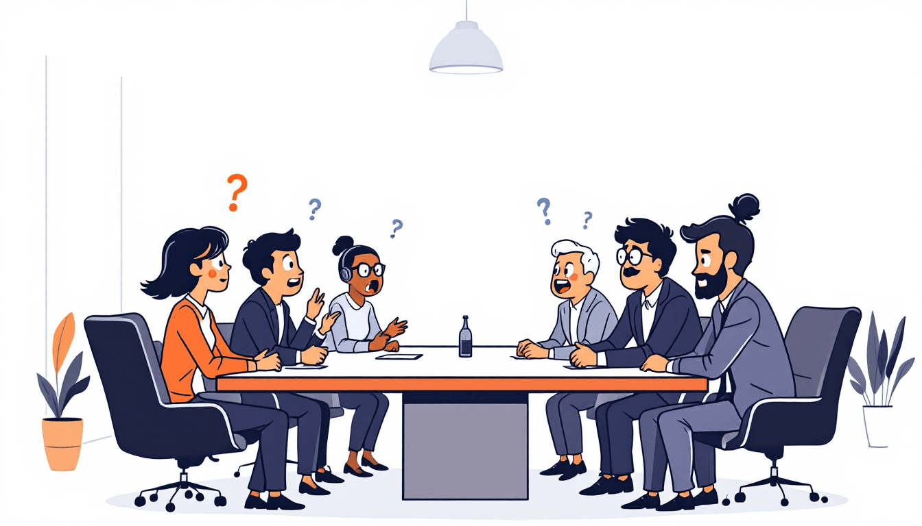 Professional meeting room with AI speaker identification visualization showing accuracy testing