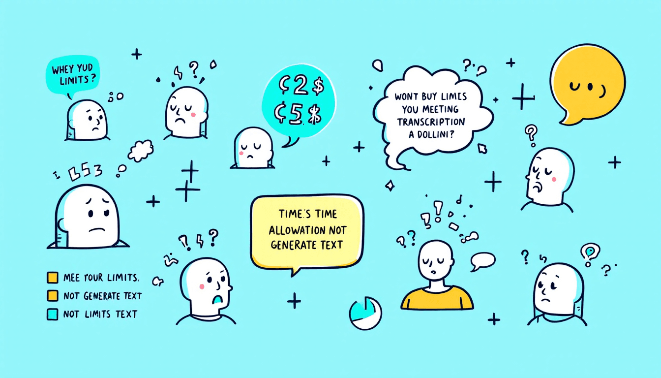 Professional infographic showing transcription tool boundaries and limits comparison for meeting AI platforms
