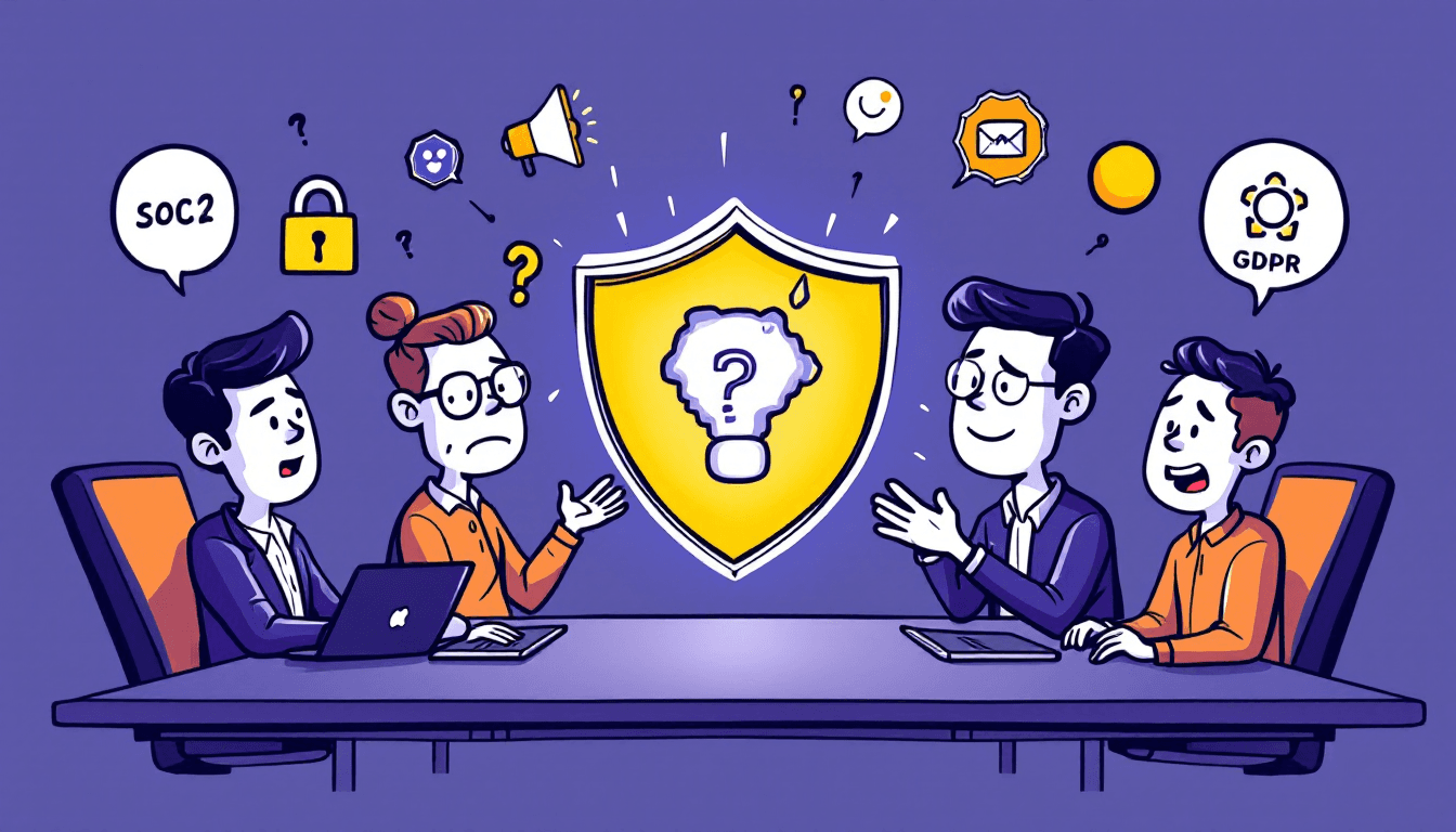 Security compliance comparison for meeting AI tools with SOC2, HIPAA, and GDPR badges