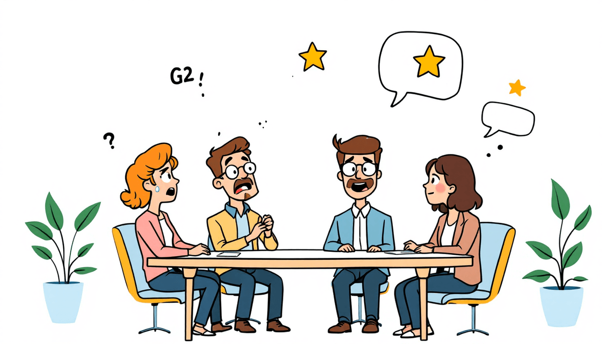 Visualisierung von G2-Rankings und -Bewertungen von Meeting-Tools mit Teamzusammenarbeit