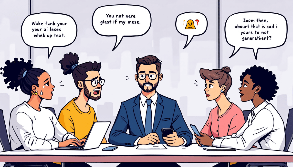 Professional business meeting showing people using different AI transcription tools and technologies