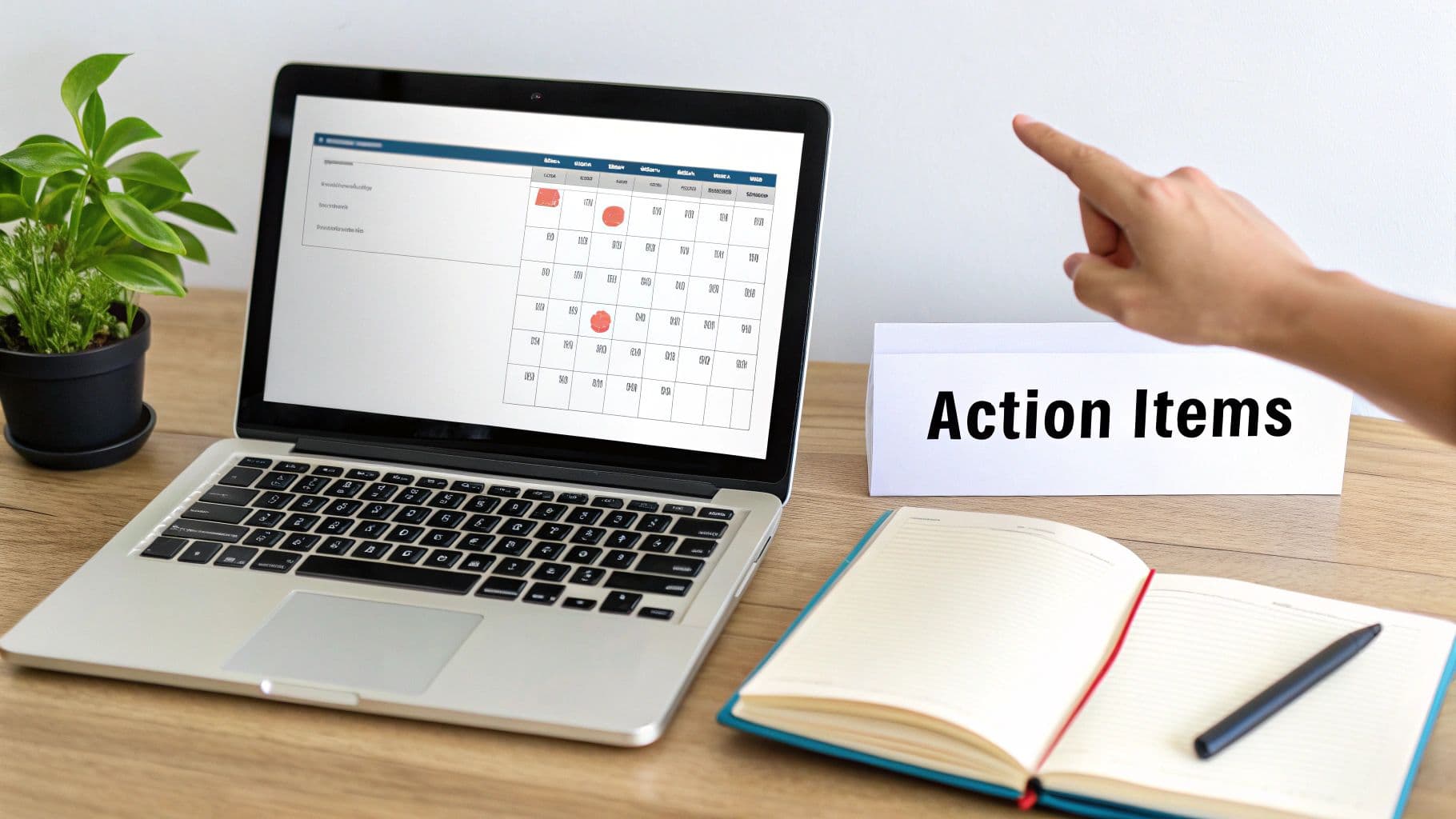 Meeting productivity illustration showing AI tools and meeting summaries