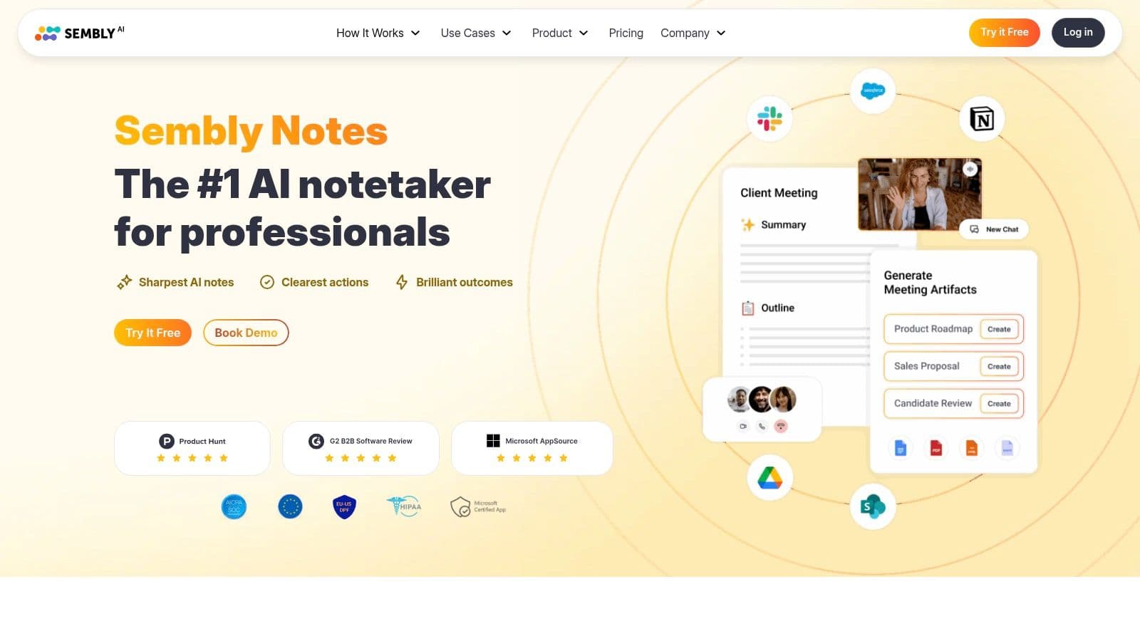 Meeting productivity illustration showing AI tools and meeting summaries