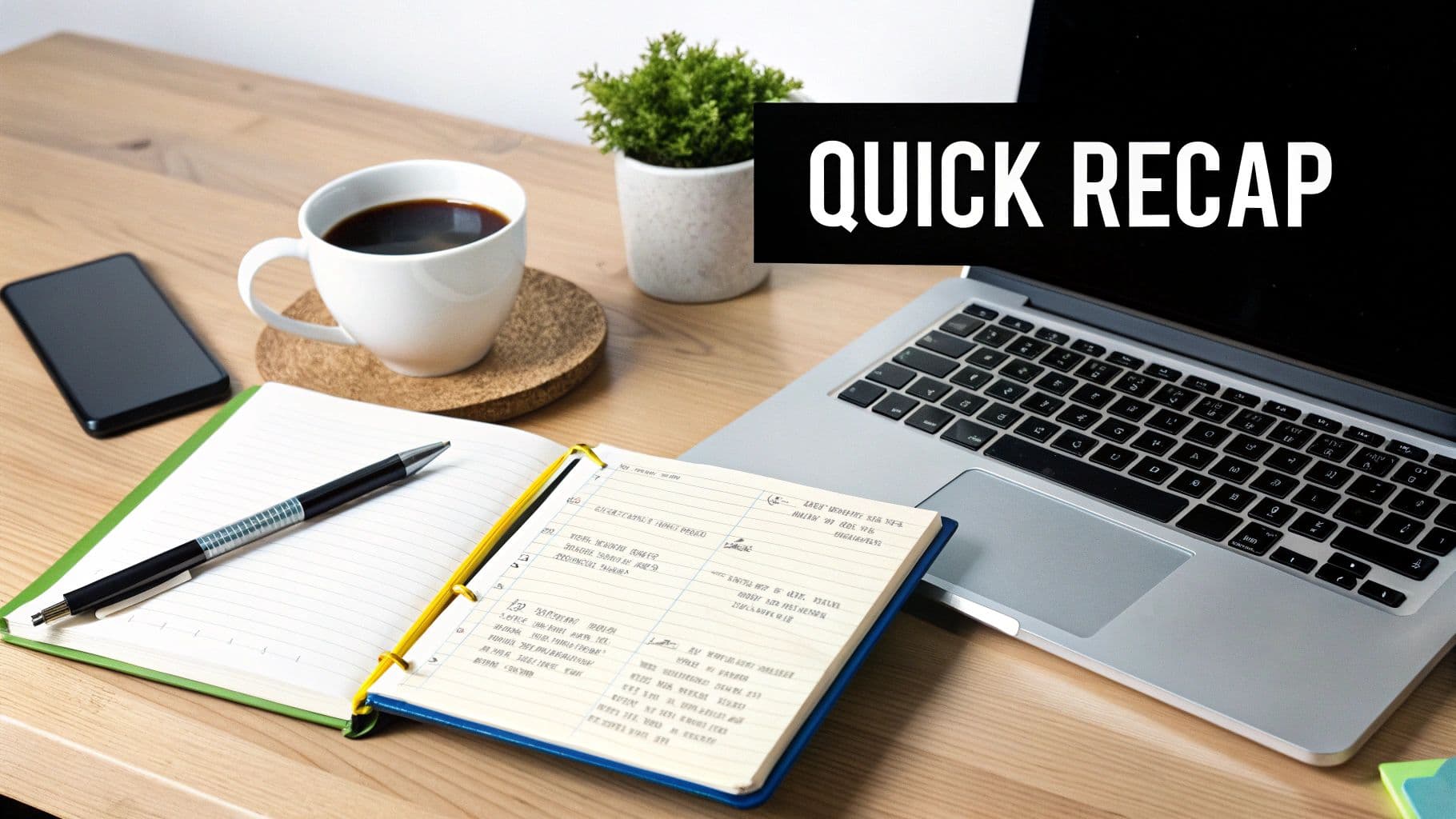 Meeting productivity illustration showing AI tools and meeting summaries