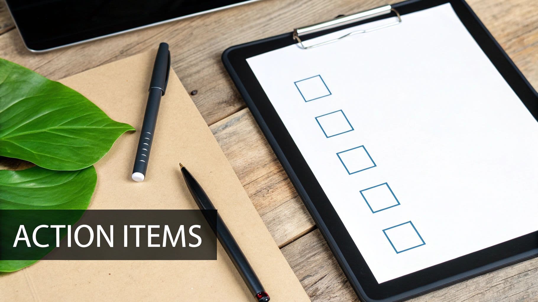 Meeting productivity illustration showing AI tools and meeting summaries