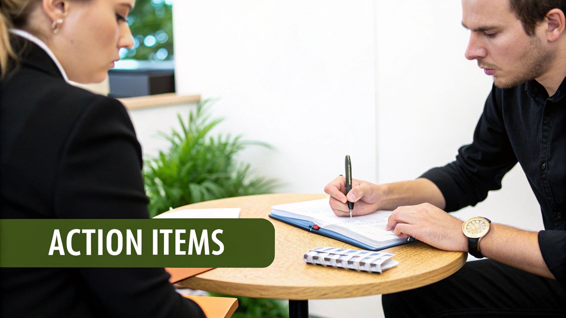 Meeting productivity illustration showing AI tools and meeting summaries