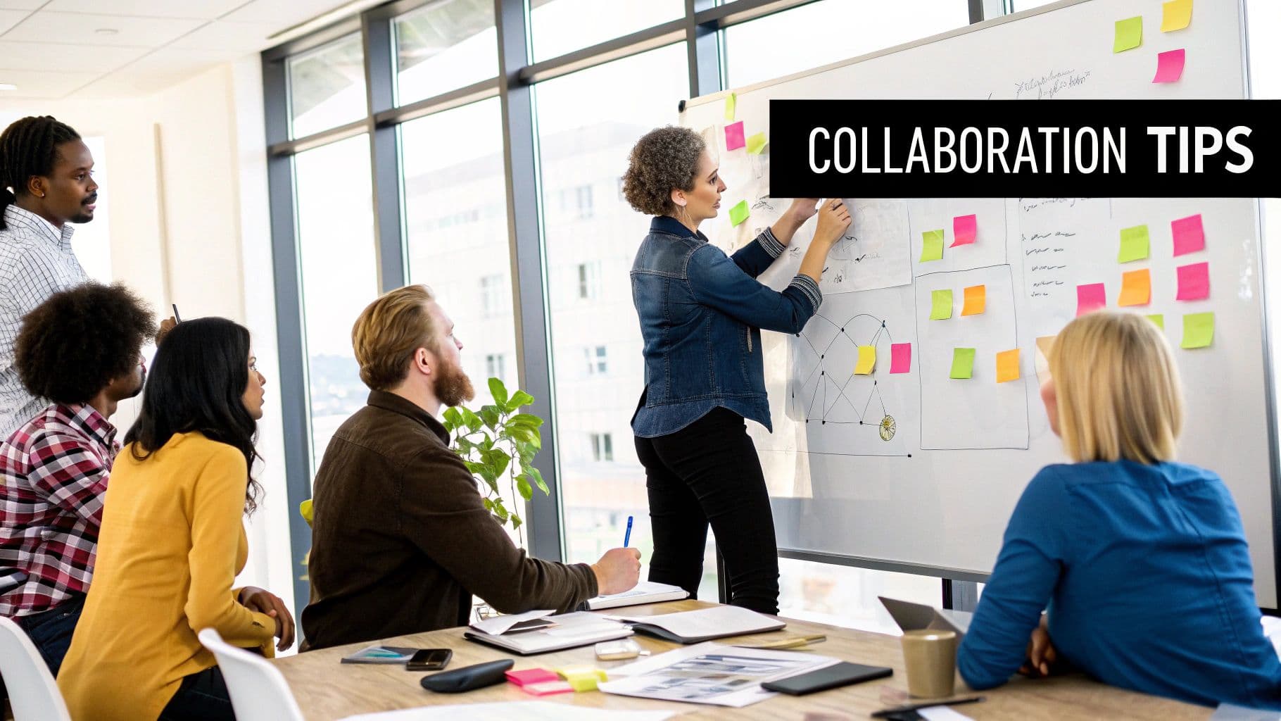 Meeting productivity illustration showing AI tools and meeting summaries