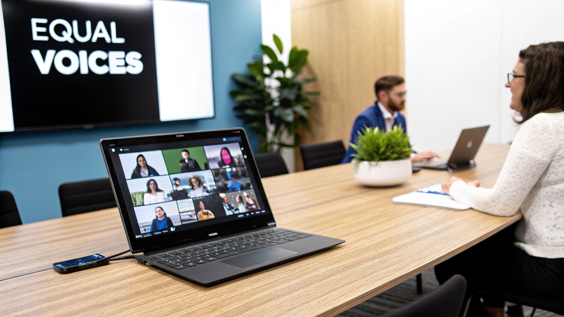 Meeting productivity illustration showing AI tools and meeting summaries