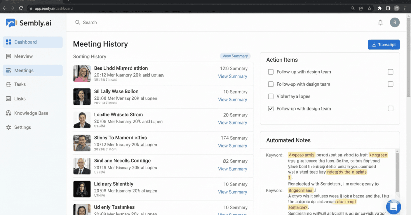 Meeting productivity illustration showing AI tools and meeting summaries