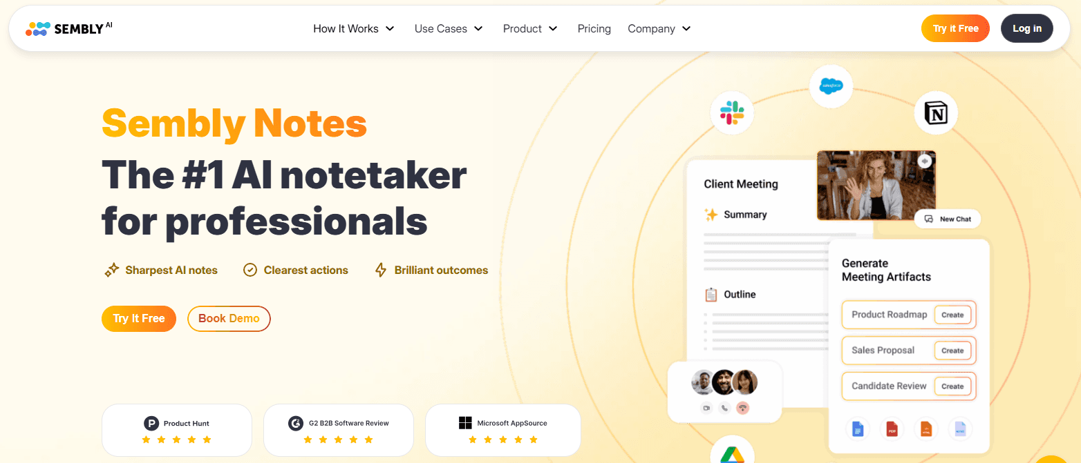 Meeting productivity illustration showing AI tools and meeting summaries
