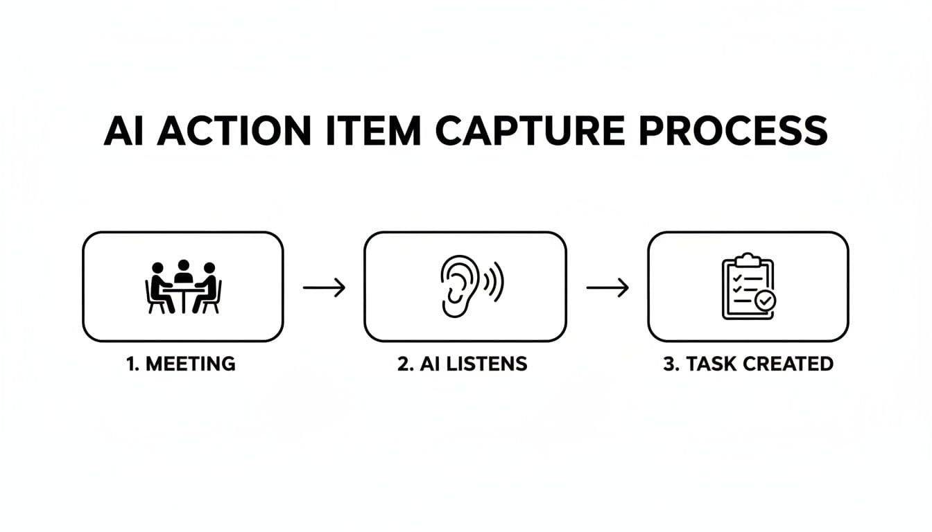 Meeting productivity illustration showing AI tools and meeting summaries