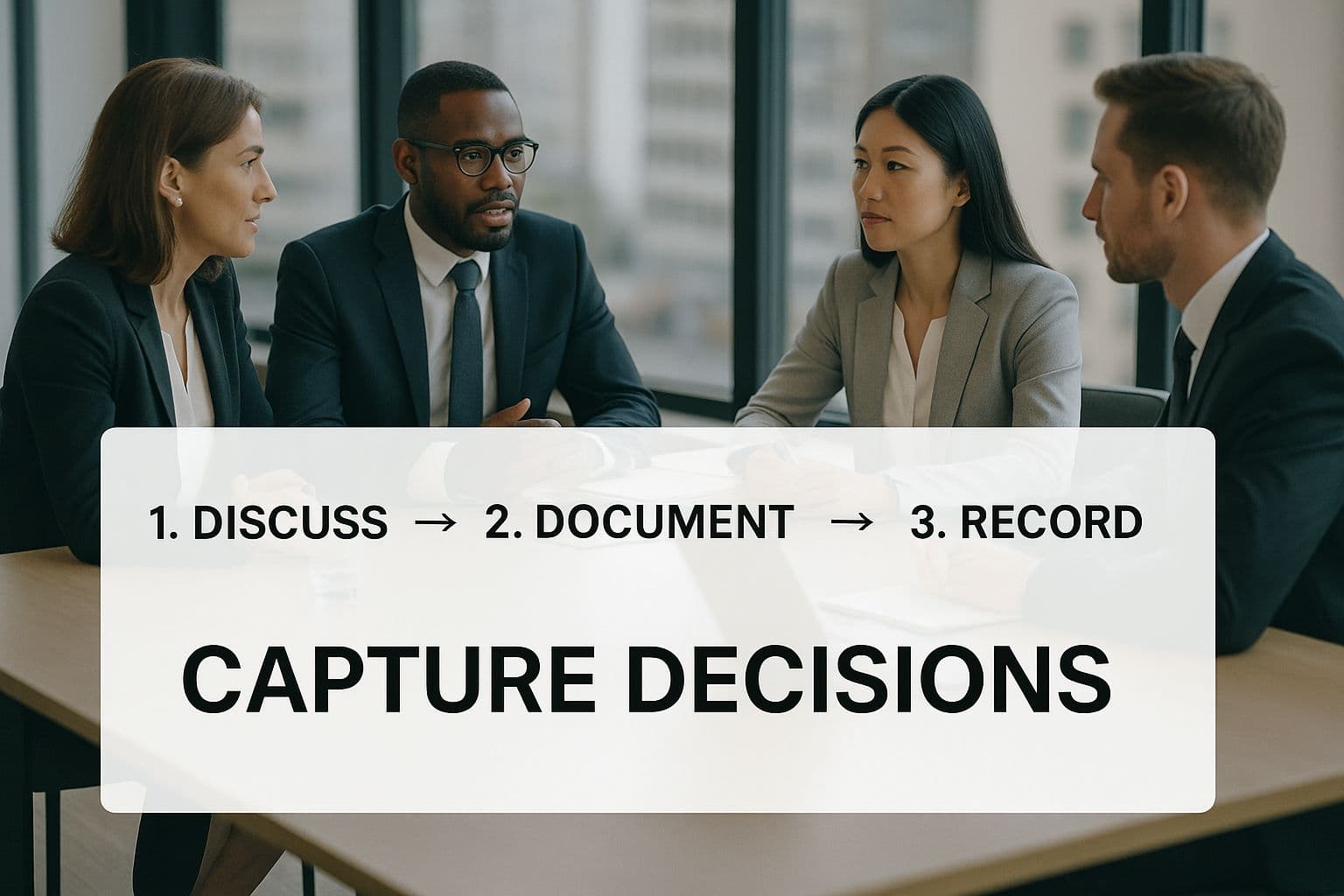 Meeting productivity illustration showing AI tools and meeting summaries