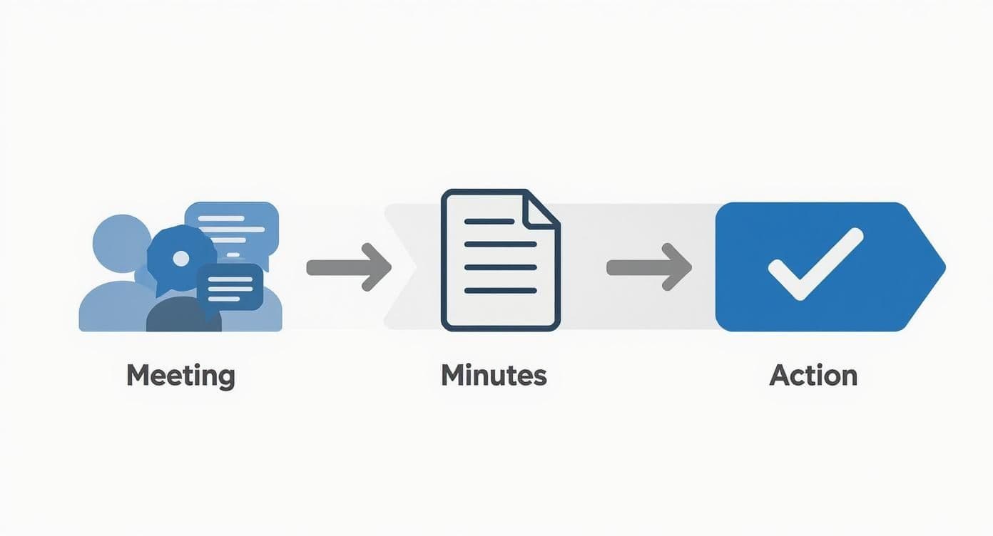 Meeting productivity illustration showing AI tools and meeting summaries