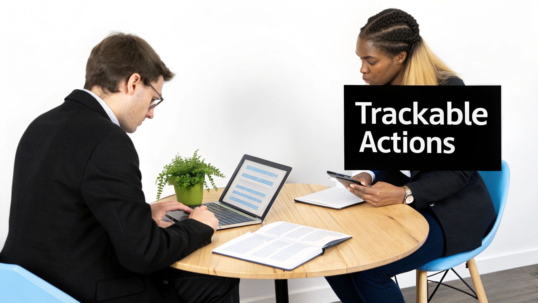 Meeting productivity illustration showing AI tools and meeting summaries