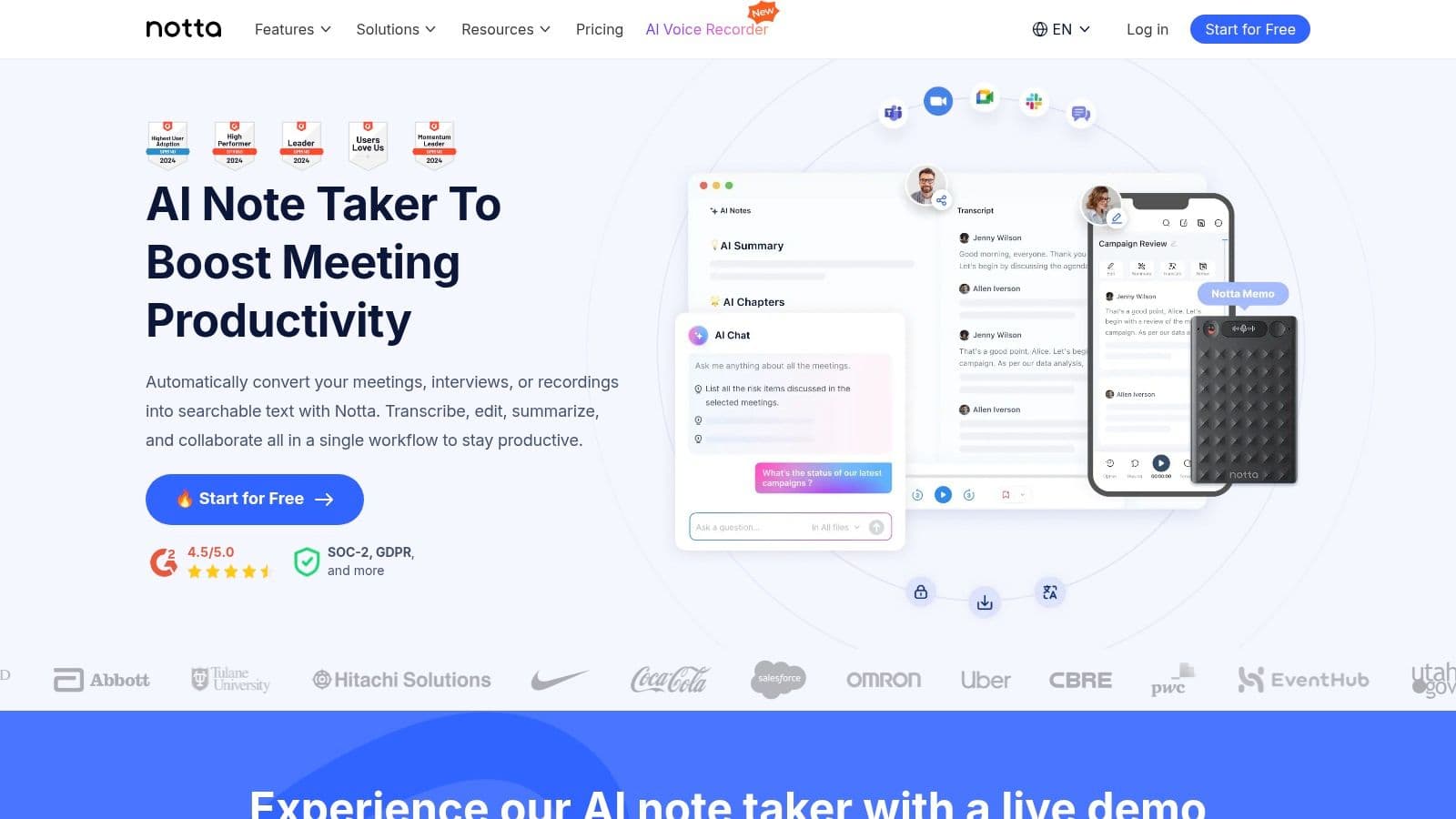 Meeting productivity illustration showing AI tools and meeting summaries