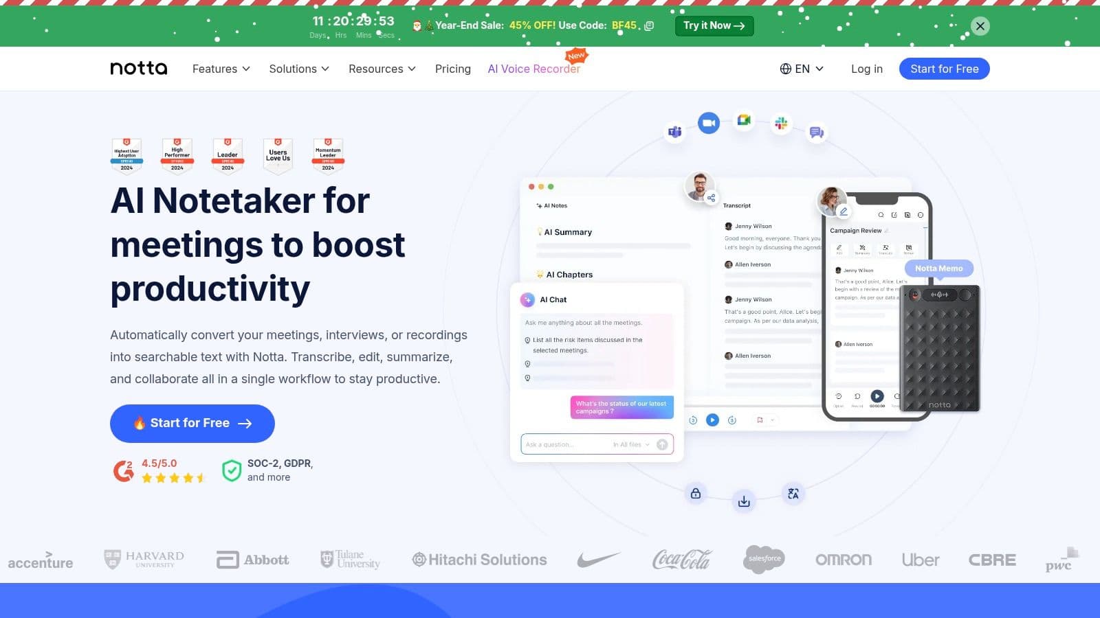Meeting productivity illustration showing AI tools and meeting summaries