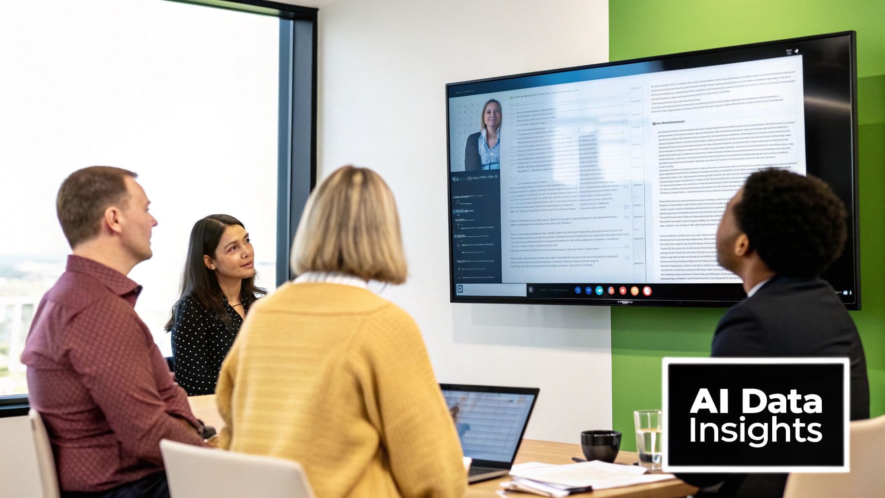 Meeting productivity illustration showing AI tools and meeting summaries