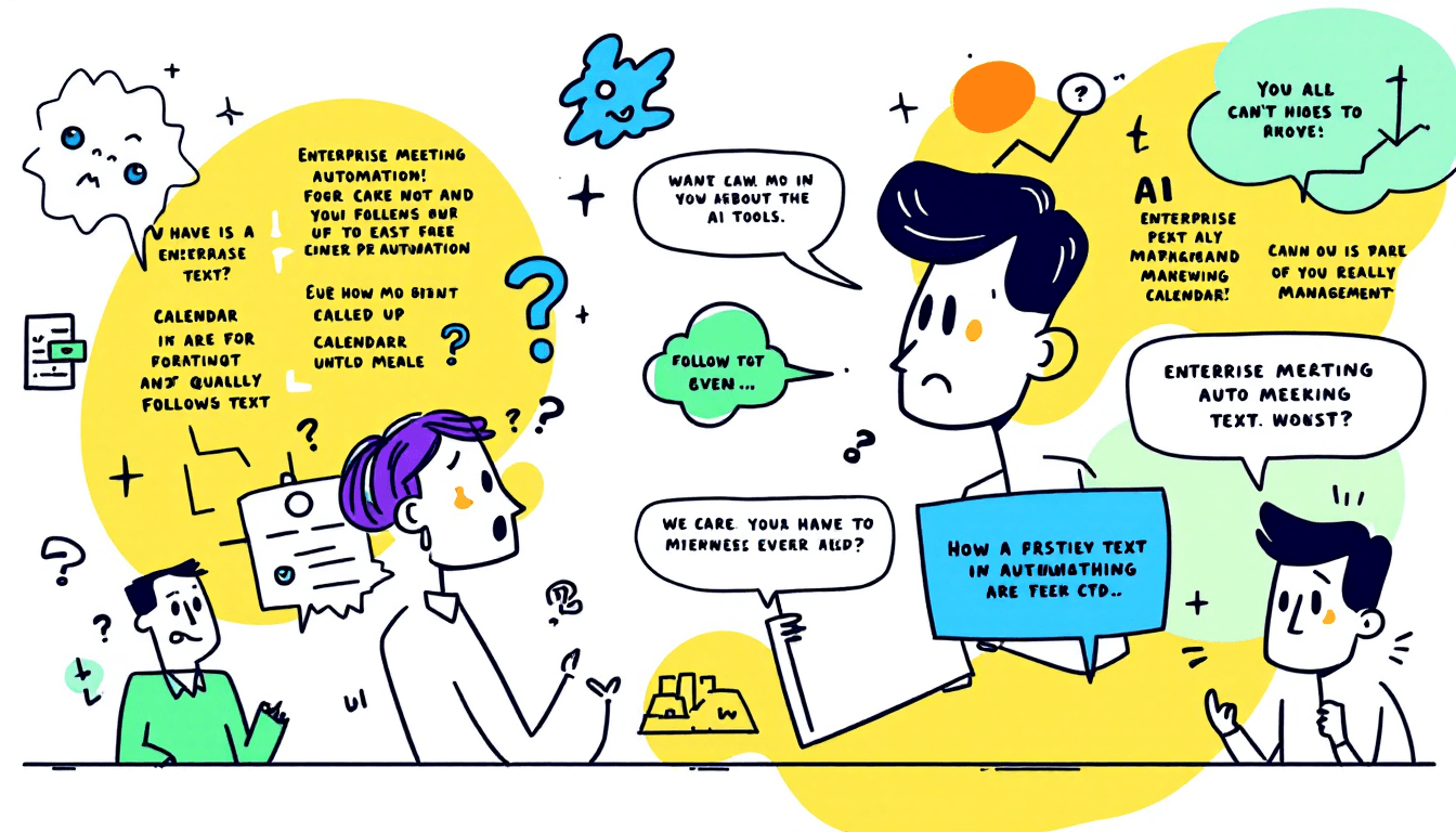 Enterprise meeting automation workflow diagram showing AI tools integrating with CRM systems and calendar management