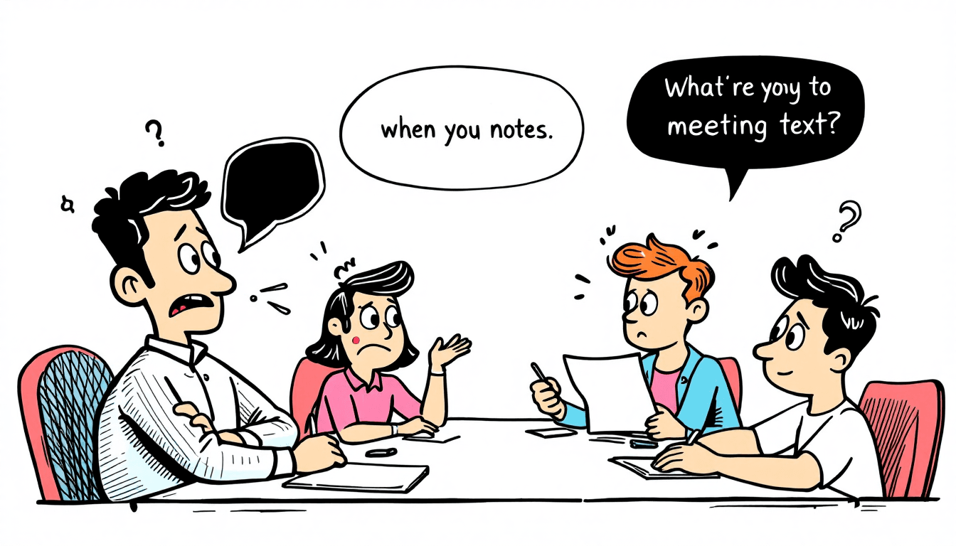 Meeting note automation workflow showing AI processing speech and converting to structured notes