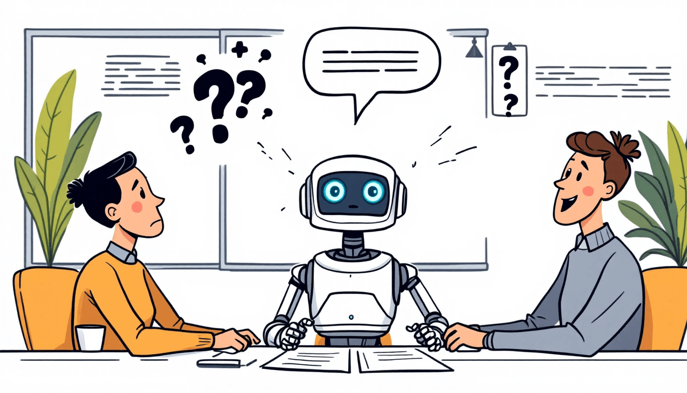AI meeting assistant robot helping business team with note-taking, transcription, and task management