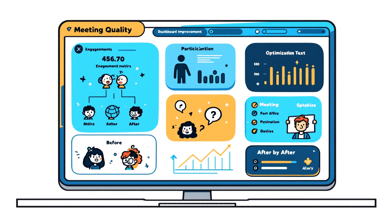 Meeting quality improvement dashboard showing engagement metrics and optimization recommendations