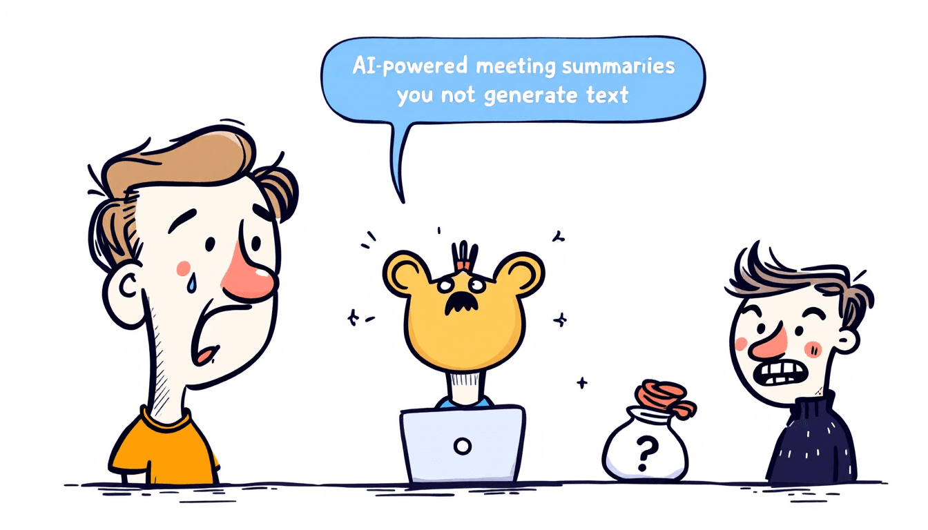 Interface de résumés de réunions alimentée par l’IA affichant une synthèse intelligente, une extraction automatisée des points clés et une génération de résumés structurés