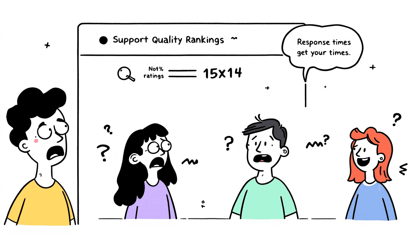 Support quality rankings interface showing customer service metrics response times and support satisfaction ratings across meeting AI tools