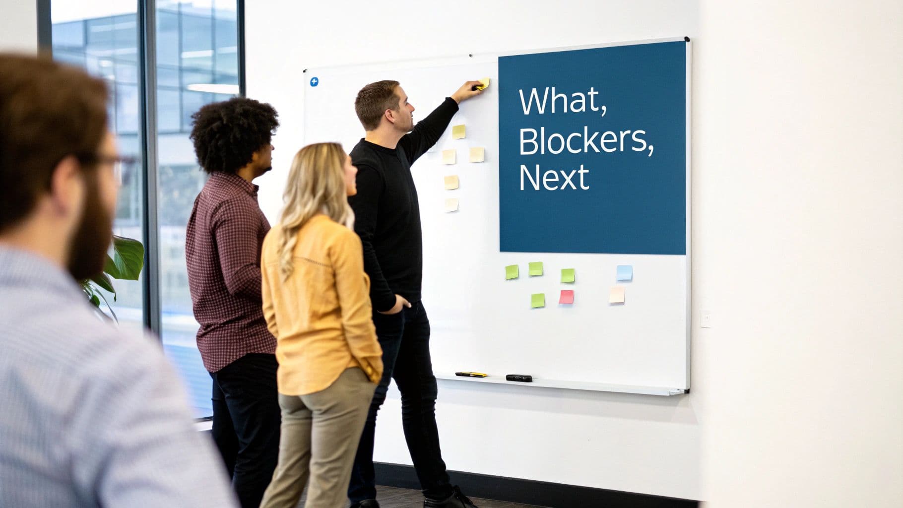 Meeting productivity illustration showing AI tools and meeting summaries