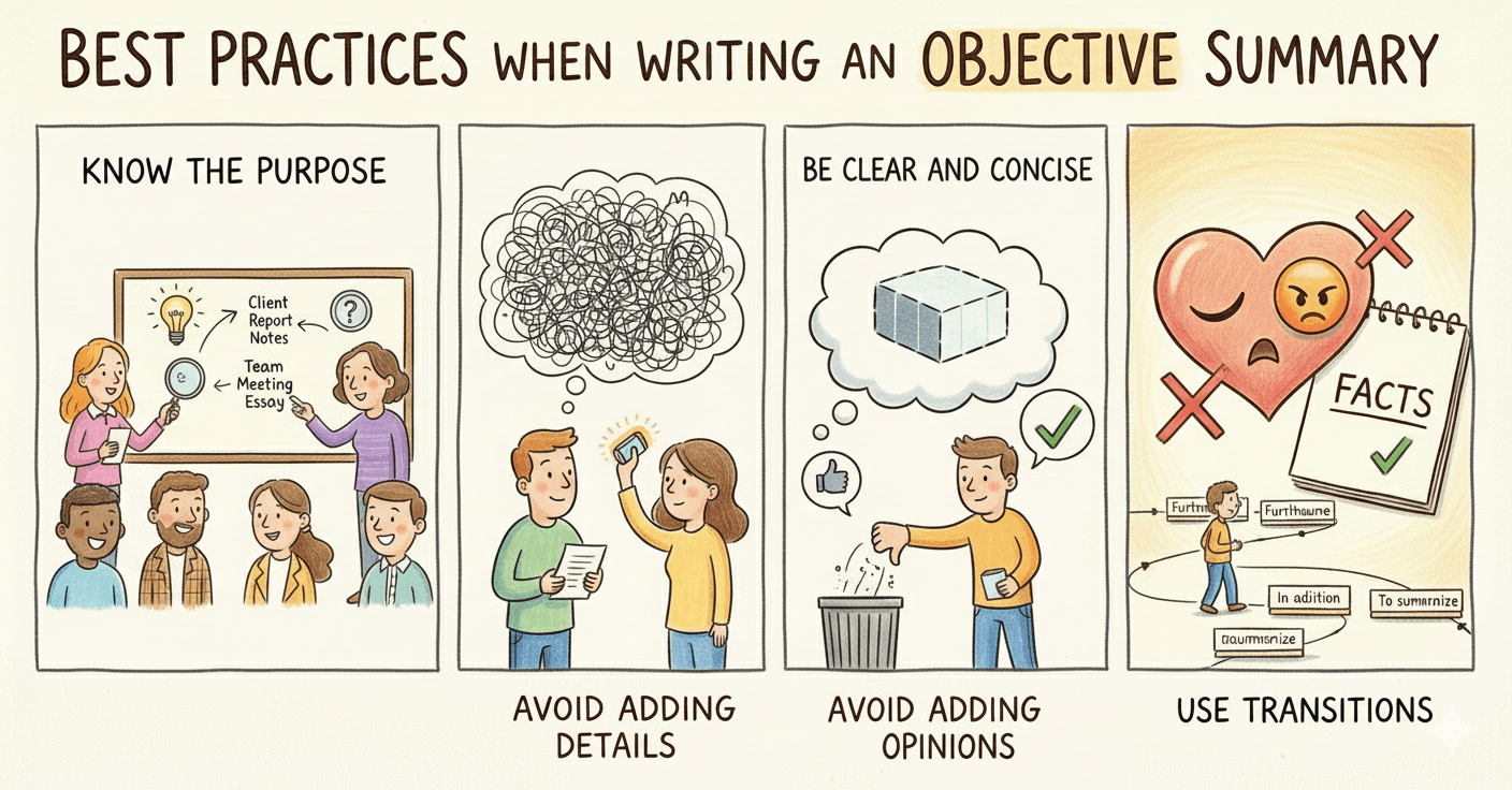 Meeting productivity illustration showing AI tools and meeting summaries