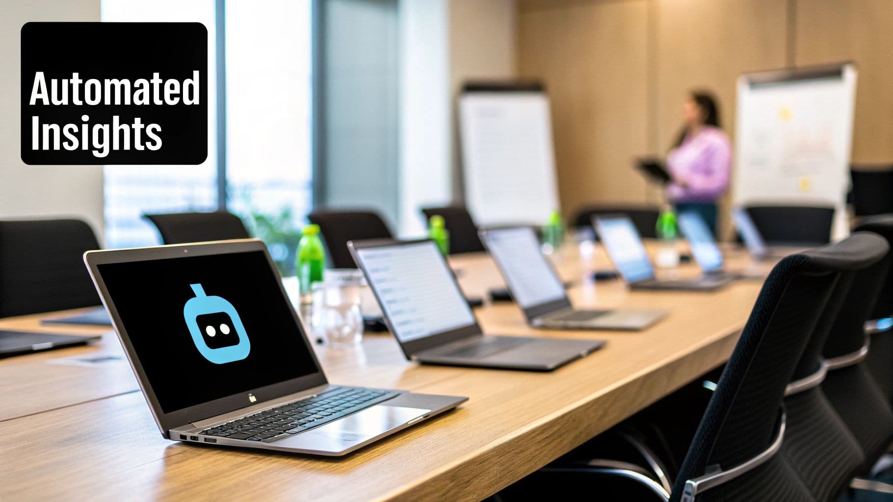 Meeting productivity illustration showing AI tools and meeting summaries