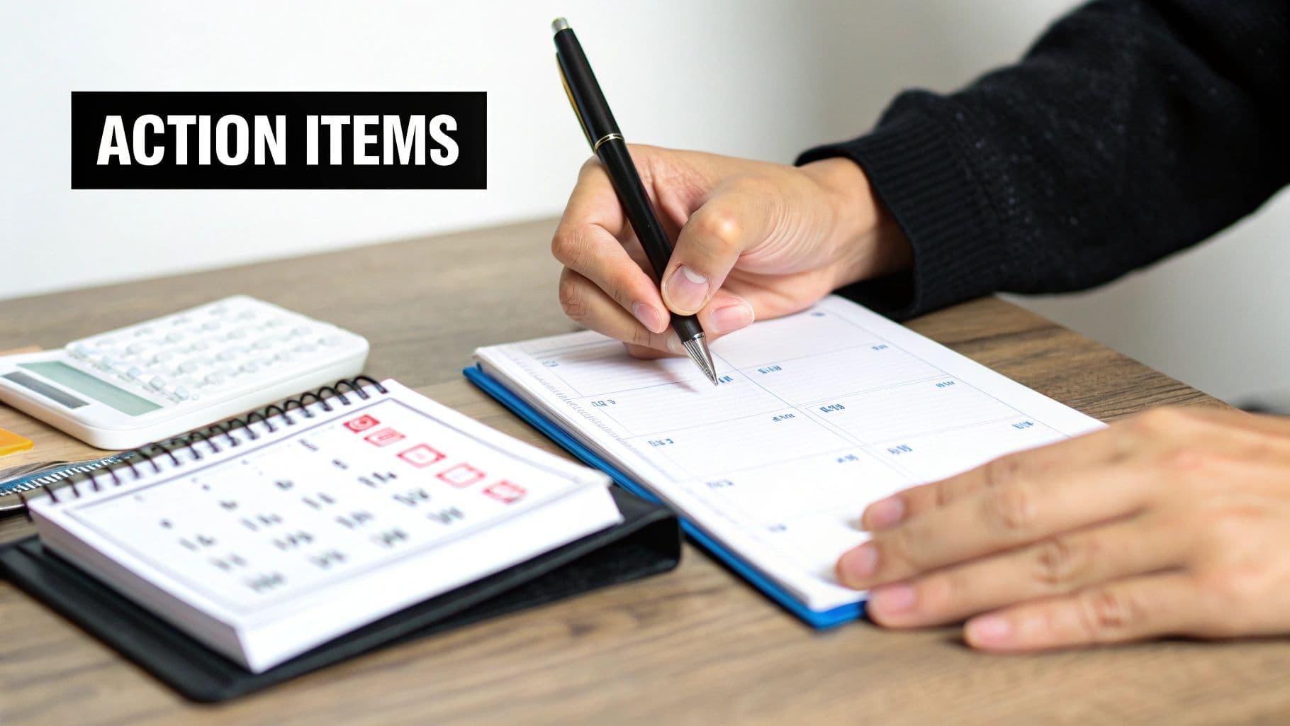 Meeting productivity illustration showing AI tools and meeting summaries