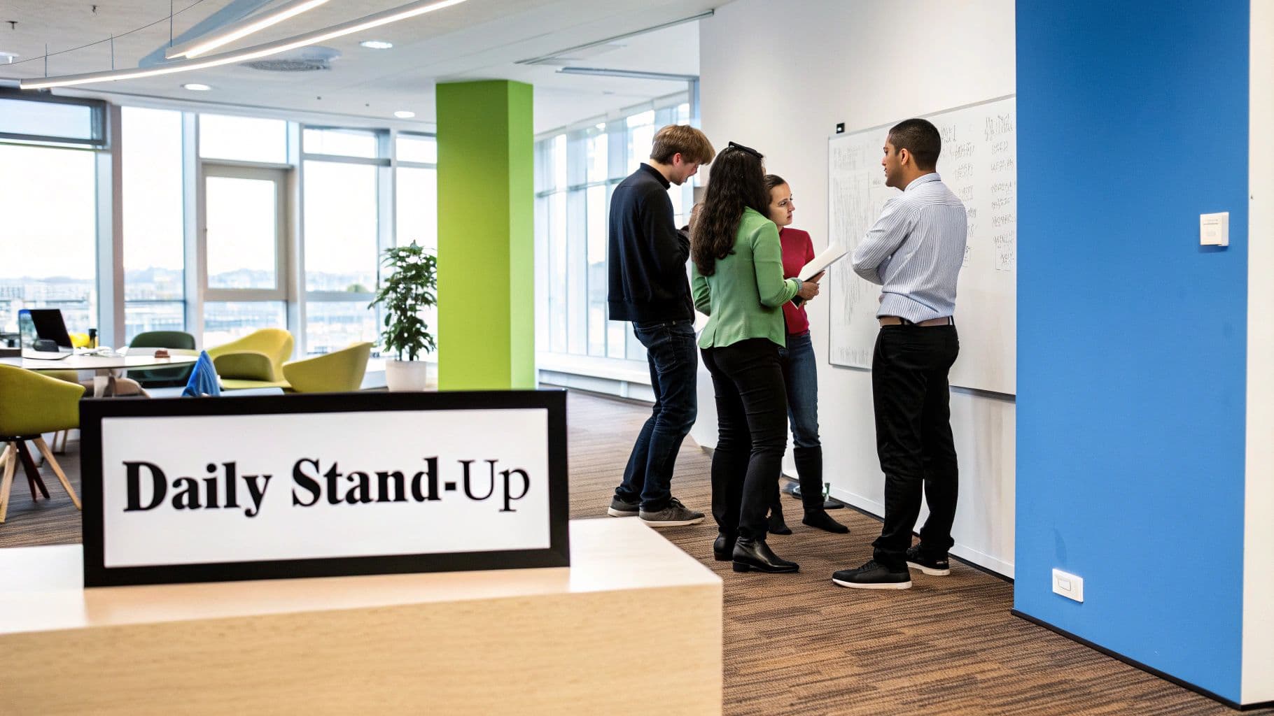 Meeting productivity illustration showing AI tools and meeting summaries