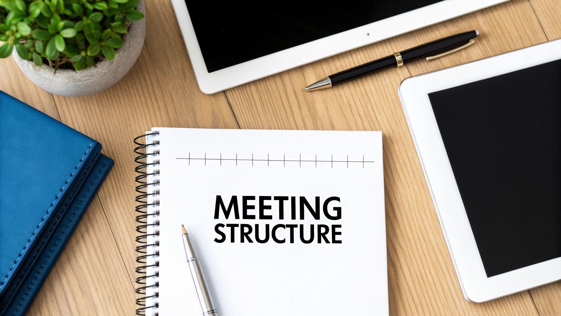 Meeting productivity illustration showing AI tools and meeting summaries