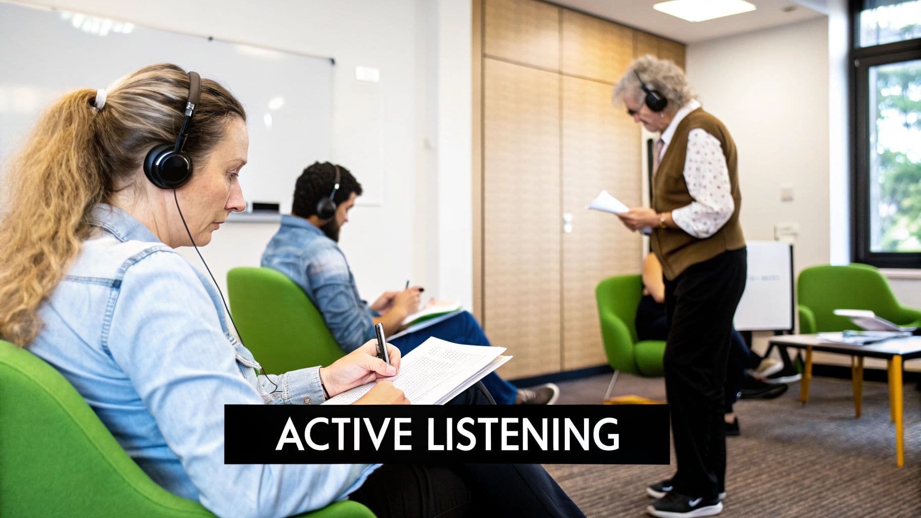 Meeting productivity illustration showing AI tools and meeting summaries