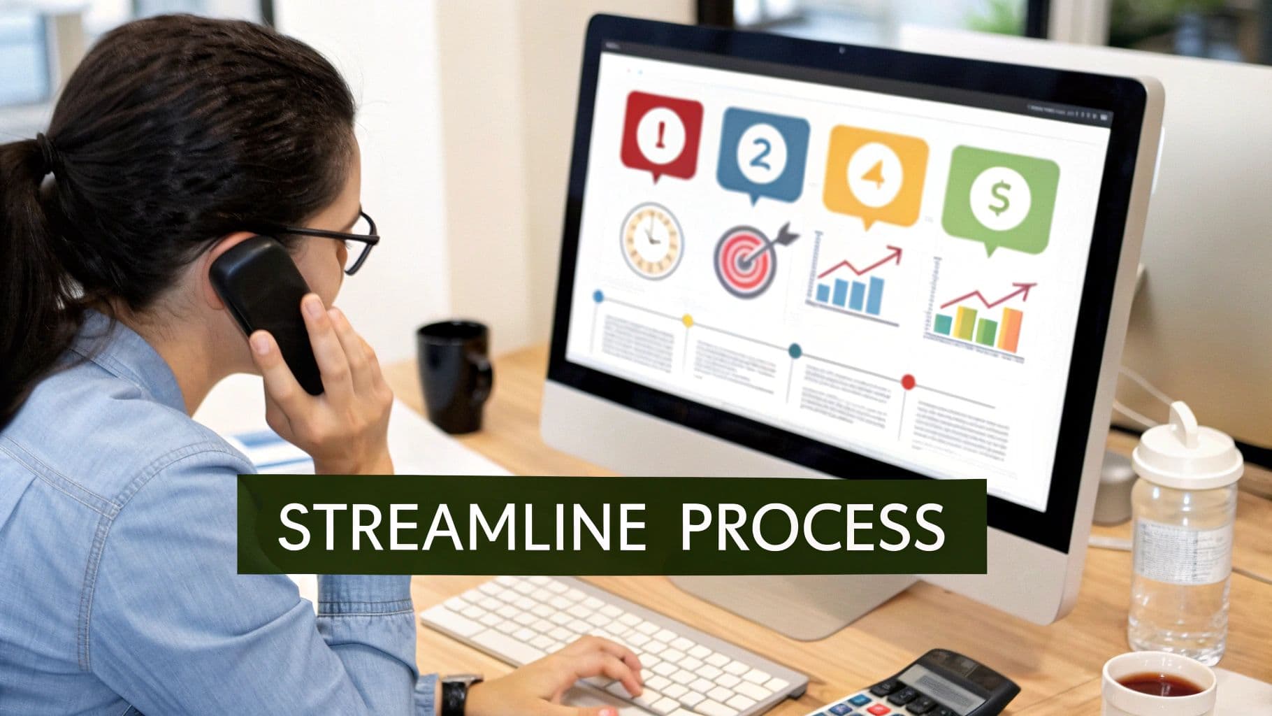 Meeting productivity illustration showing AI tools and meeting summaries