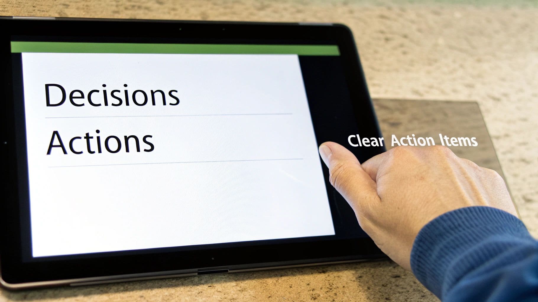 Meeting productivity illustration showing AI tools and meeting summaries