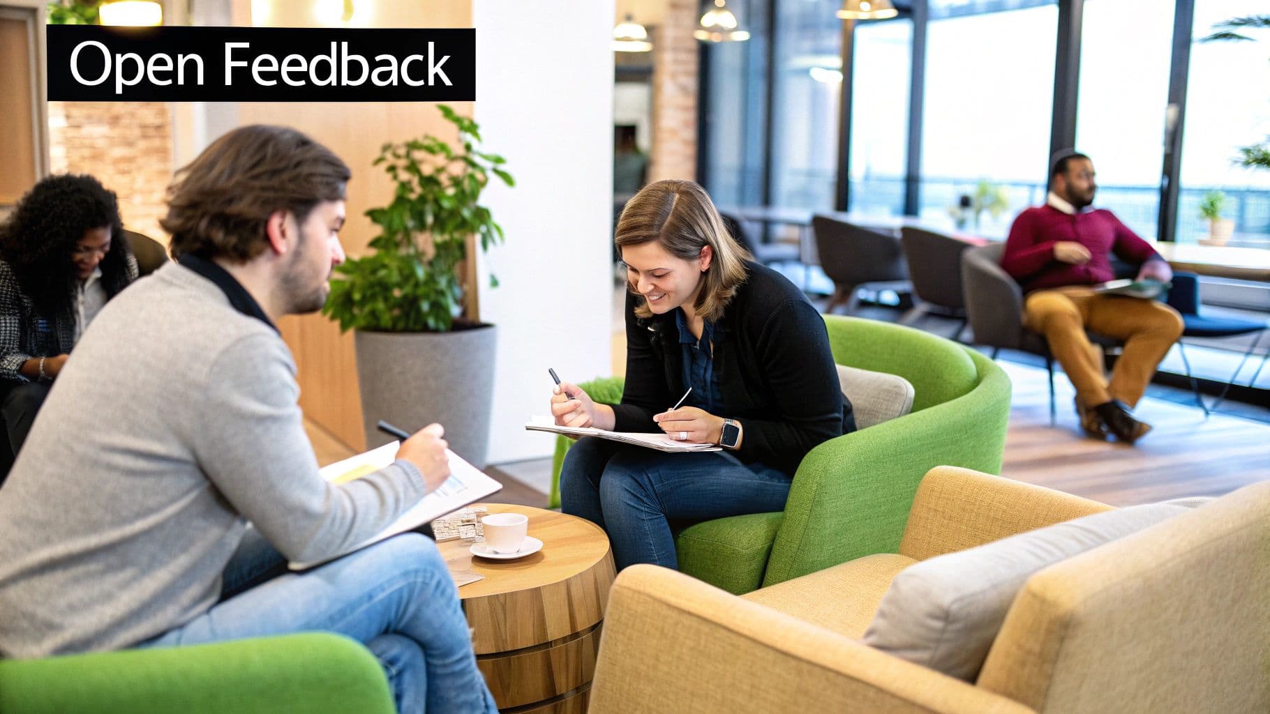 Meeting productivity illustration showing AI tools and meeting summaries