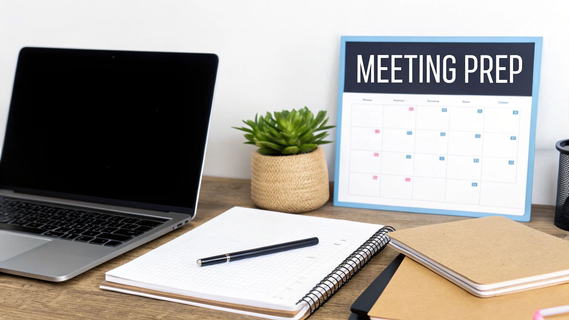 Meeting productivity illustration showing AI tools and meeting summaries
