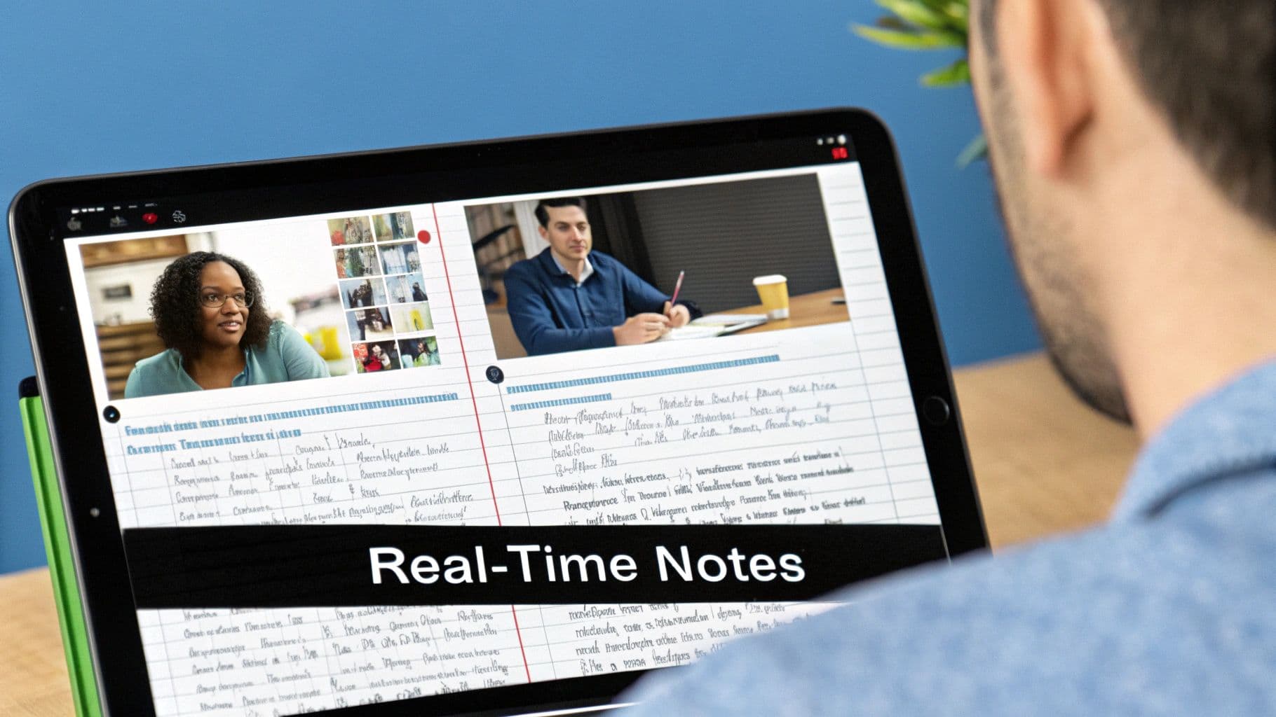 Meeting productivity illustration showing AI tools and meeting summaries