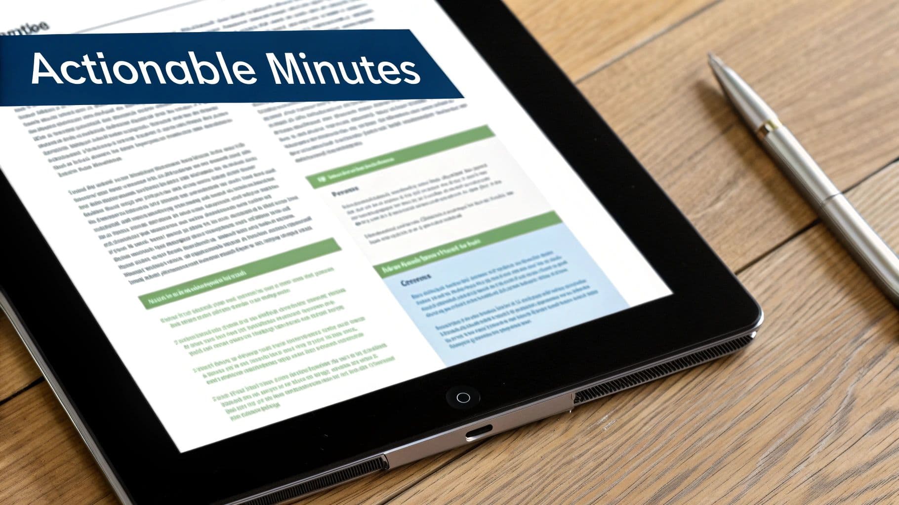 Meeting productivity illustration showing AI tools and meeting summaries