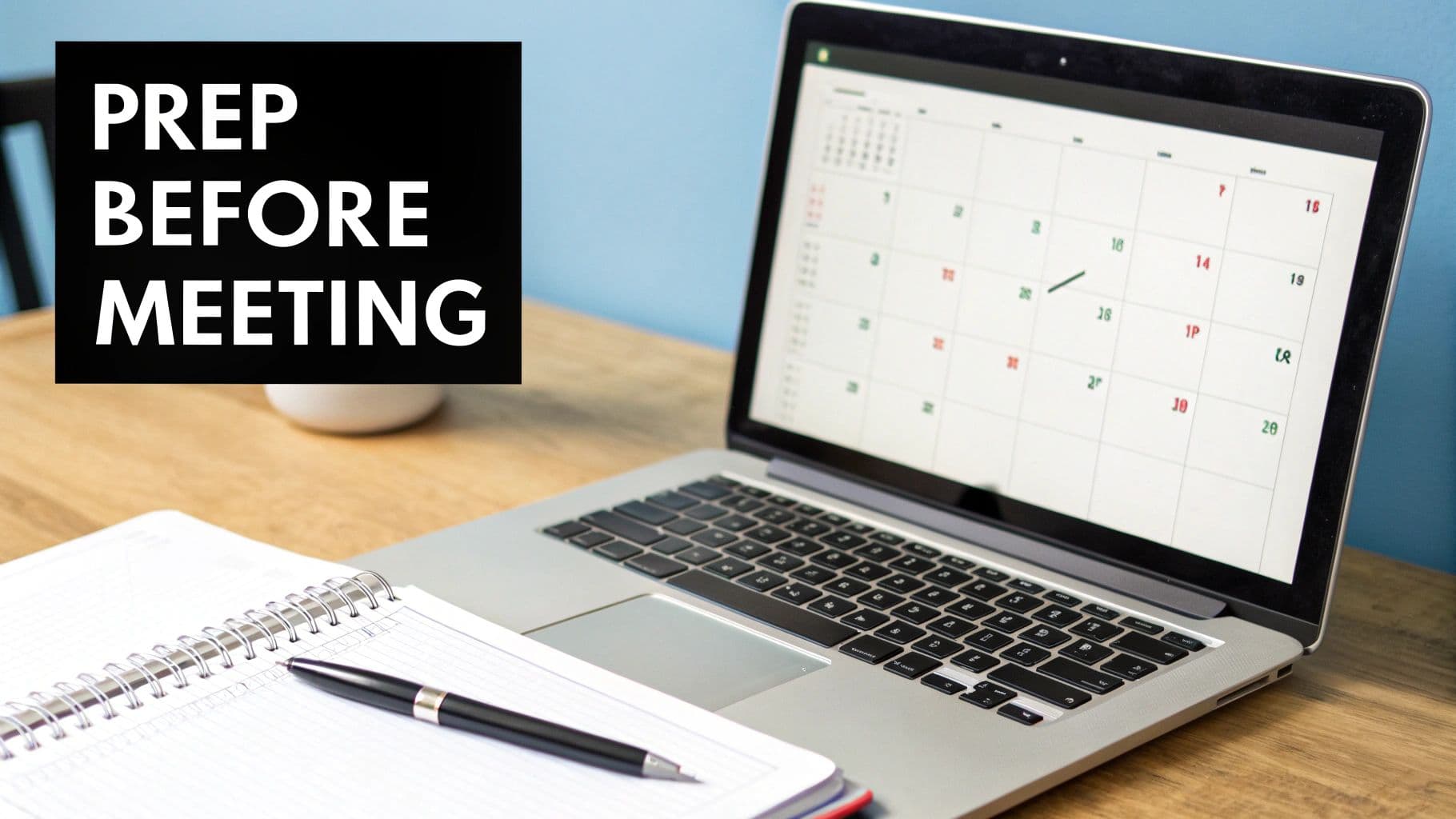 Meeting productivity illustration showing AI tools and meeting summaries