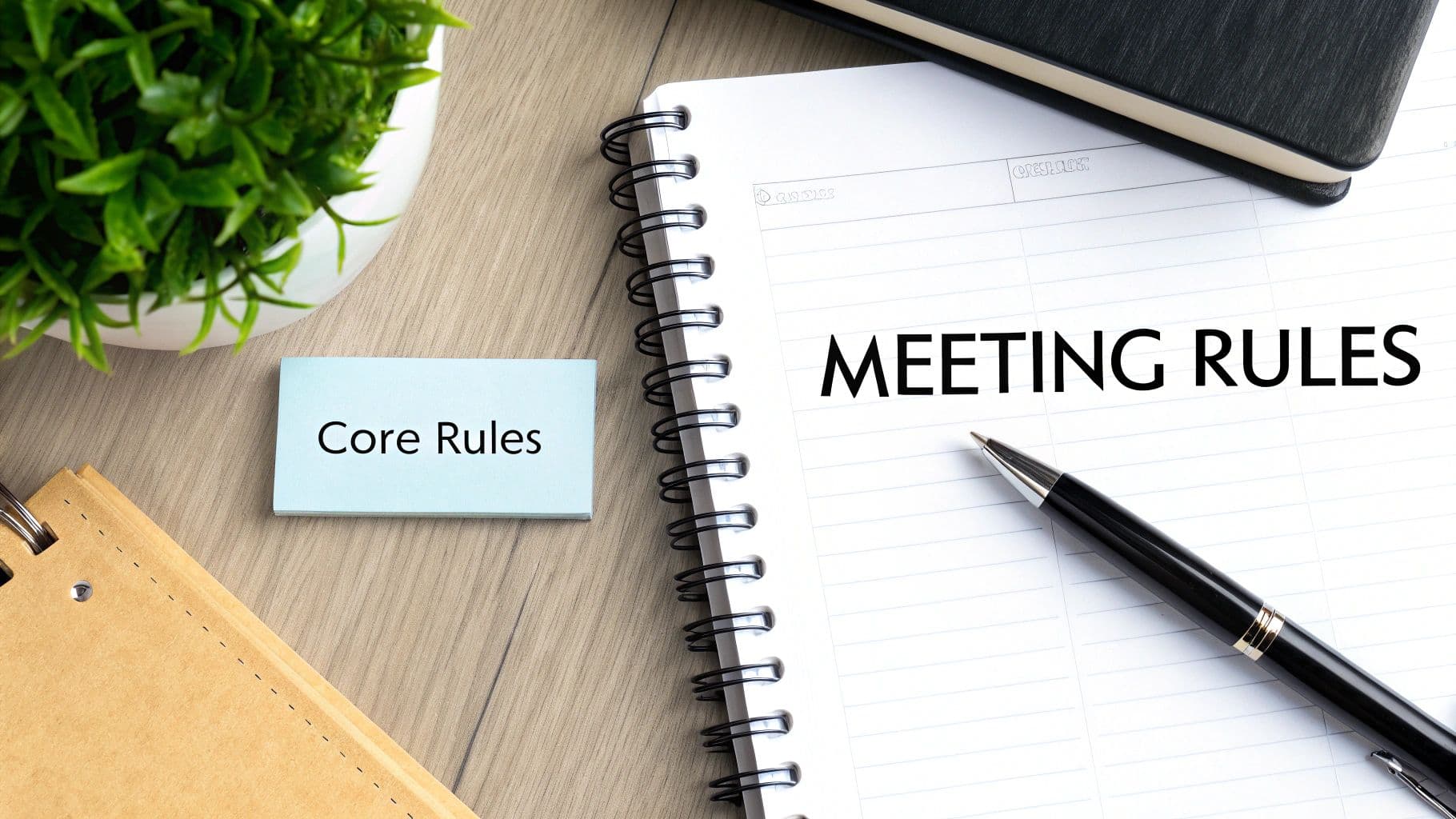 Meeting productivity illustration showing AI tools and meeting summaries